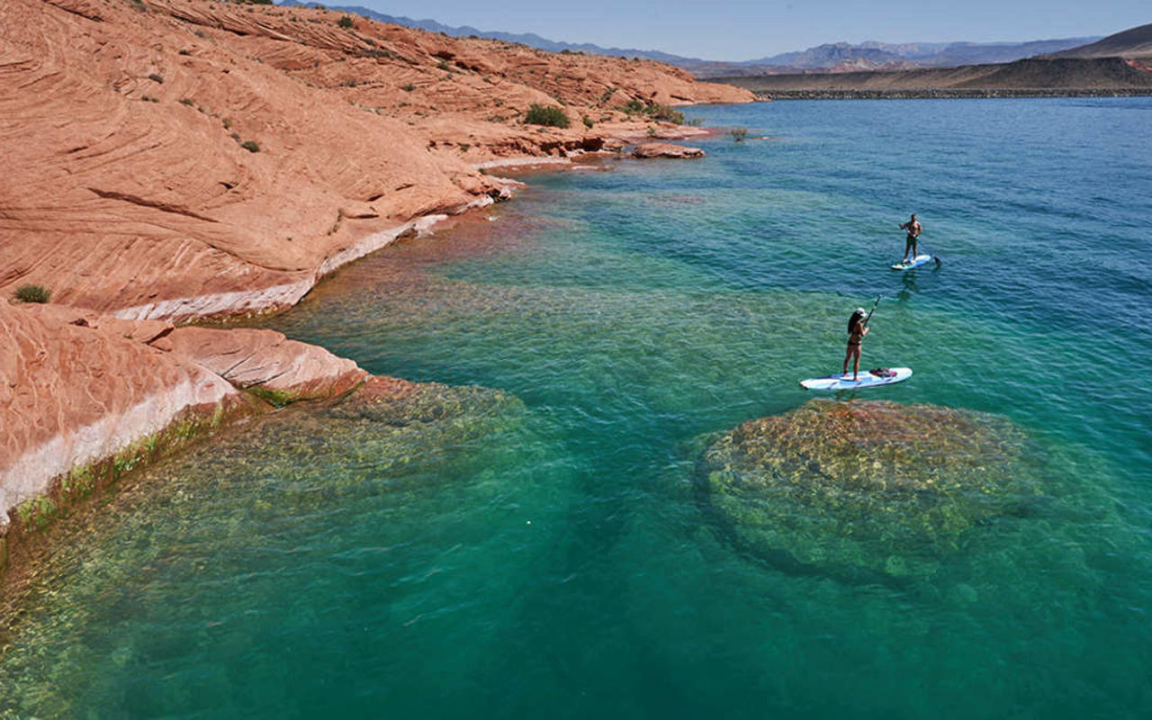 St. George (Greater Zion) | Photo Gallery | 0 - St. George Paddleboarding
 Sand Hollow is about 20 minutes north of downtown St George and one of the most popular state parks in Utah.