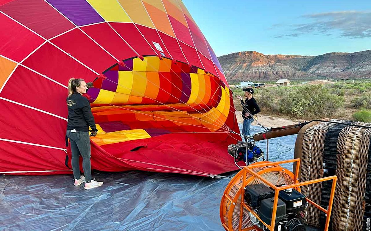 Setting up the hot air balloon