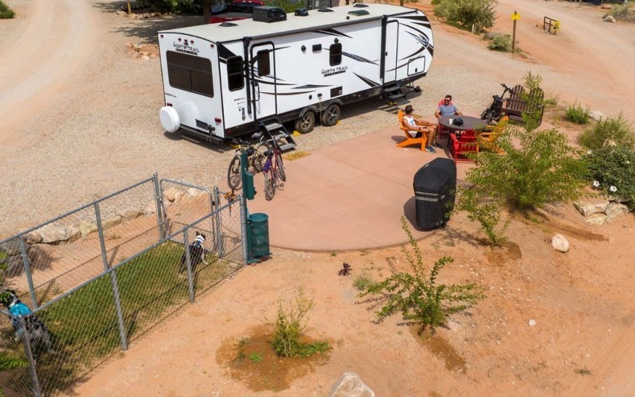 KOA Patio & Paw Pen sites are now available! Try “ruffing it” with these pet-specific RV sites. Each site includes a concrete patio, gas grill, picnic table and a personal fenced-in area, complete with turf, for your four-legged family member!