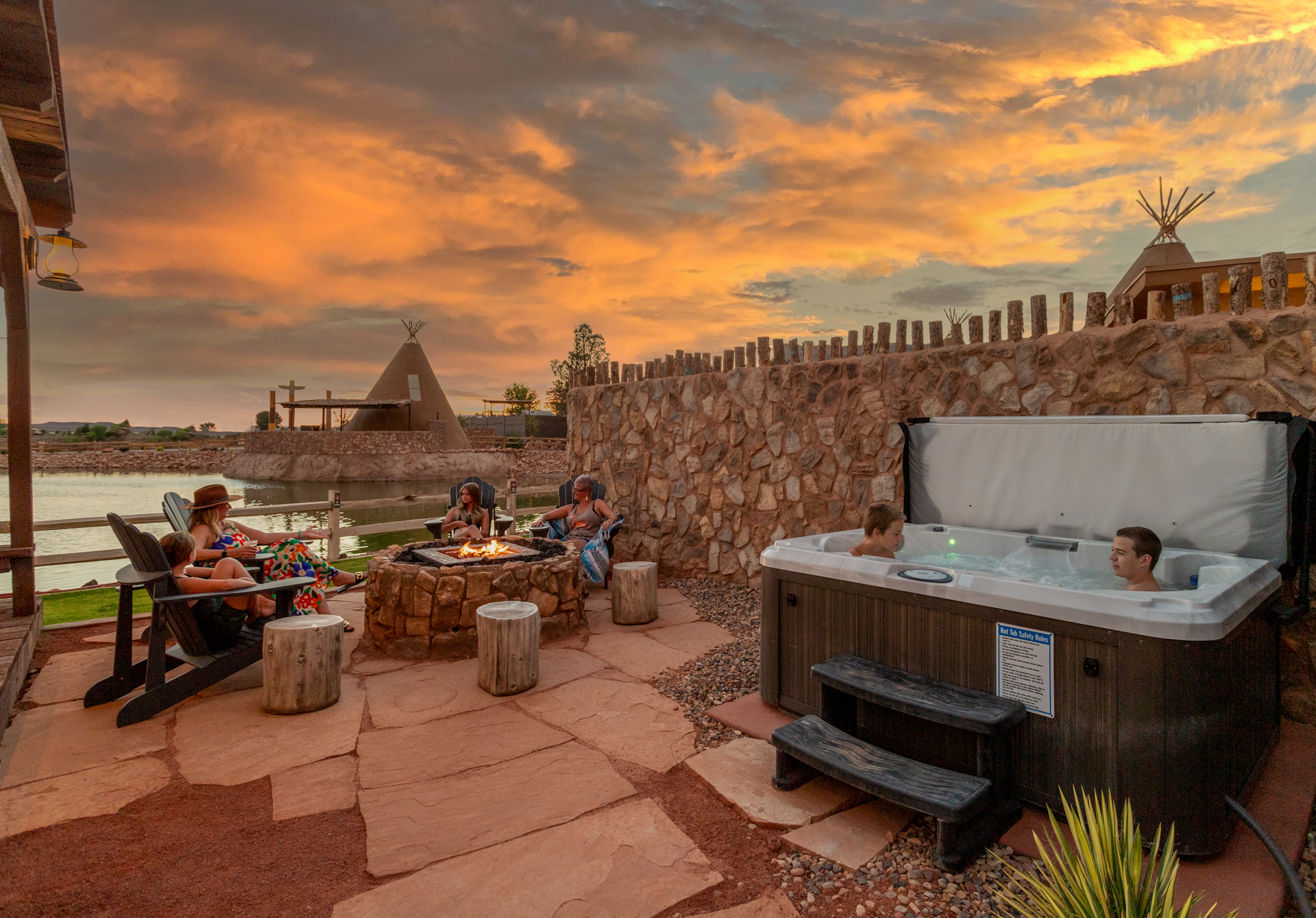 Two of the covered wagon units have hot tubs! 