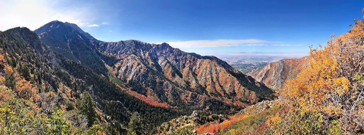 Ogden_Sardine Peak Ogden Outlook Trail_Autumn - A panoramic view of Ogden's Sardine Peak in autumn 