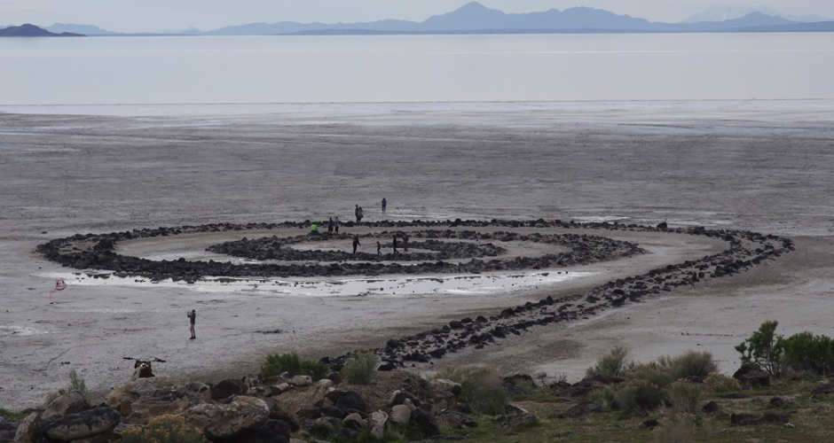 Spiral Jetty | Photo Gallery | 1 -  People walking out by the Spiral Jetty in the Great Salt Lake. The Spiral Jetty is one of the most remarkable examples of Land Art. You need to see it for yourself.