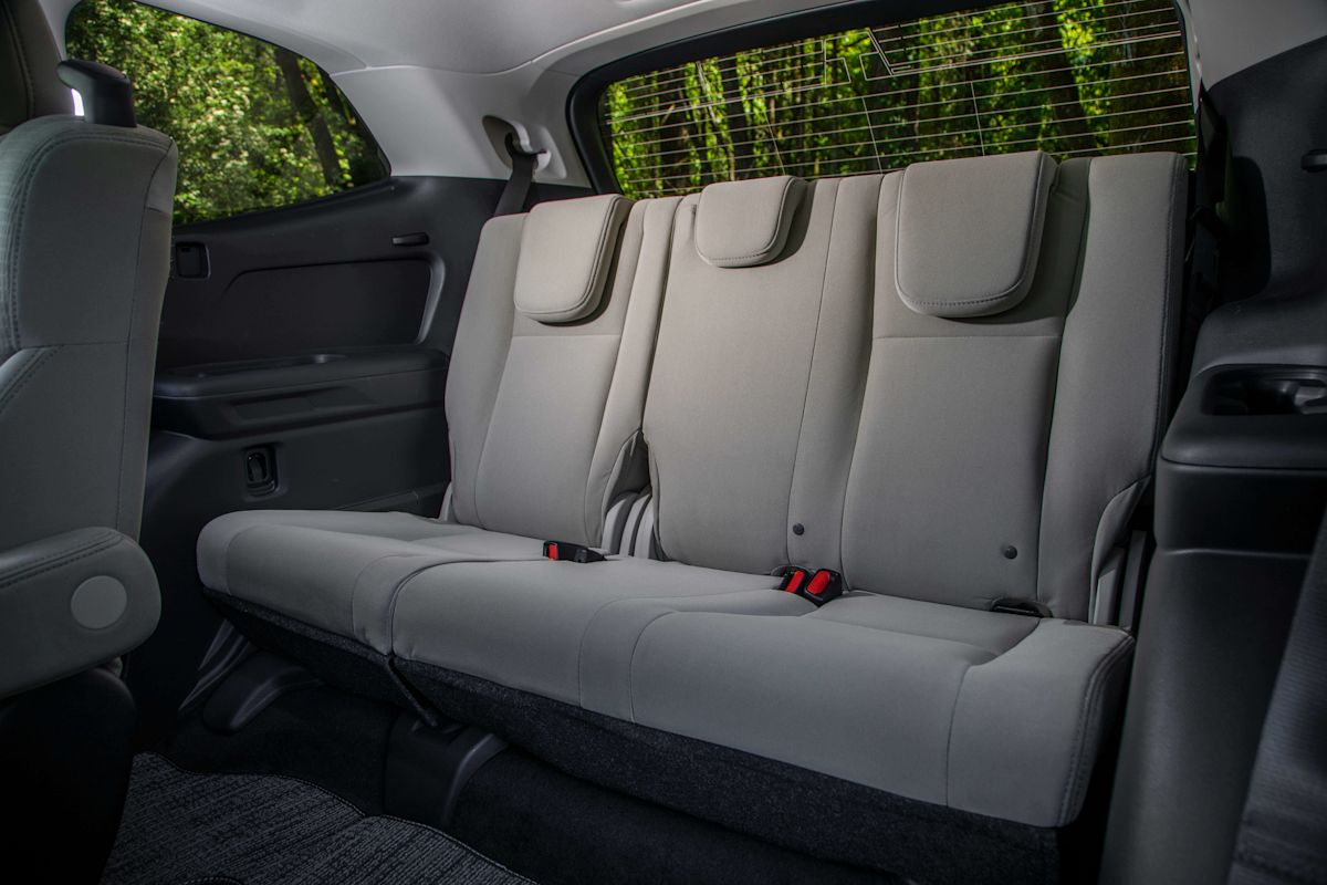 Third-row bench seats upholstered in grey in the Subaru Ascent 