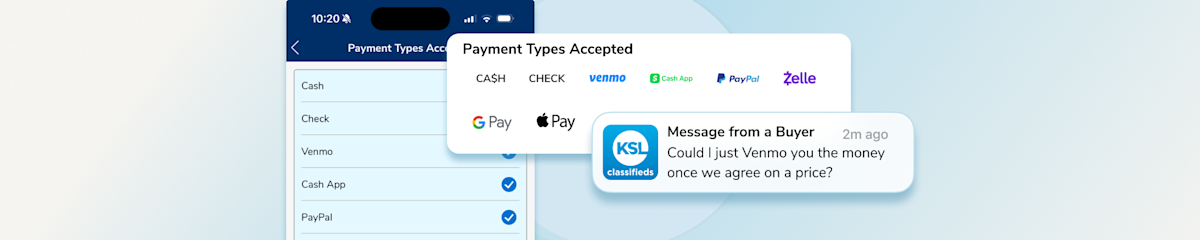 Make sales on KSL Classifieds faster and more secure with our accepted payment type feature
