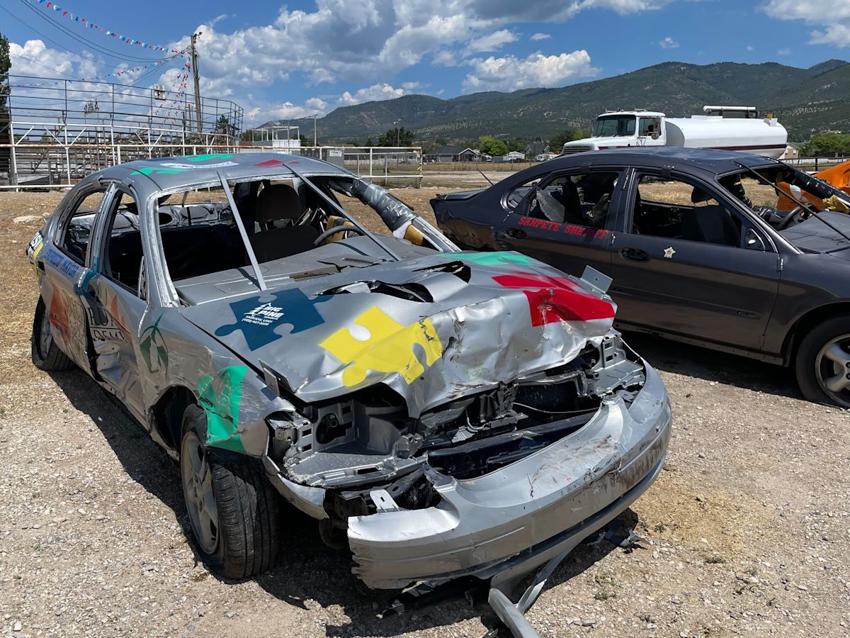 Cars after the 2022 Fairview Demolition Derby in Fairview, Utah.