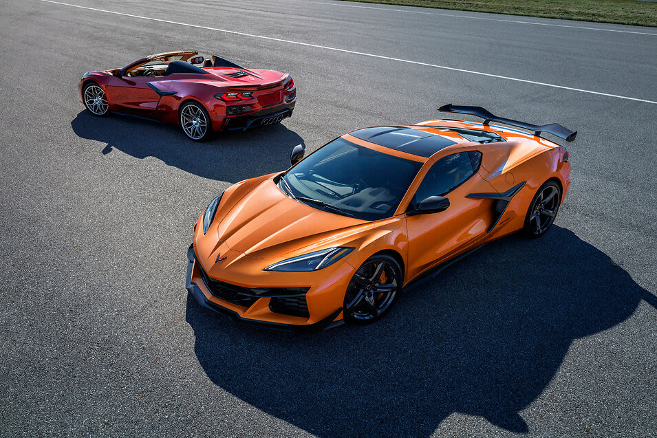 a red and orange 2023 Chevrolet Corvette Z06