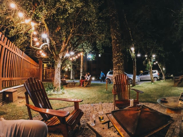 Backyard lights add ambiance to your outdoor space.