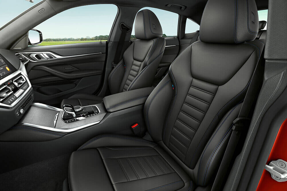 the leather front seat of a 2022 BMW M440i Gran Coupe