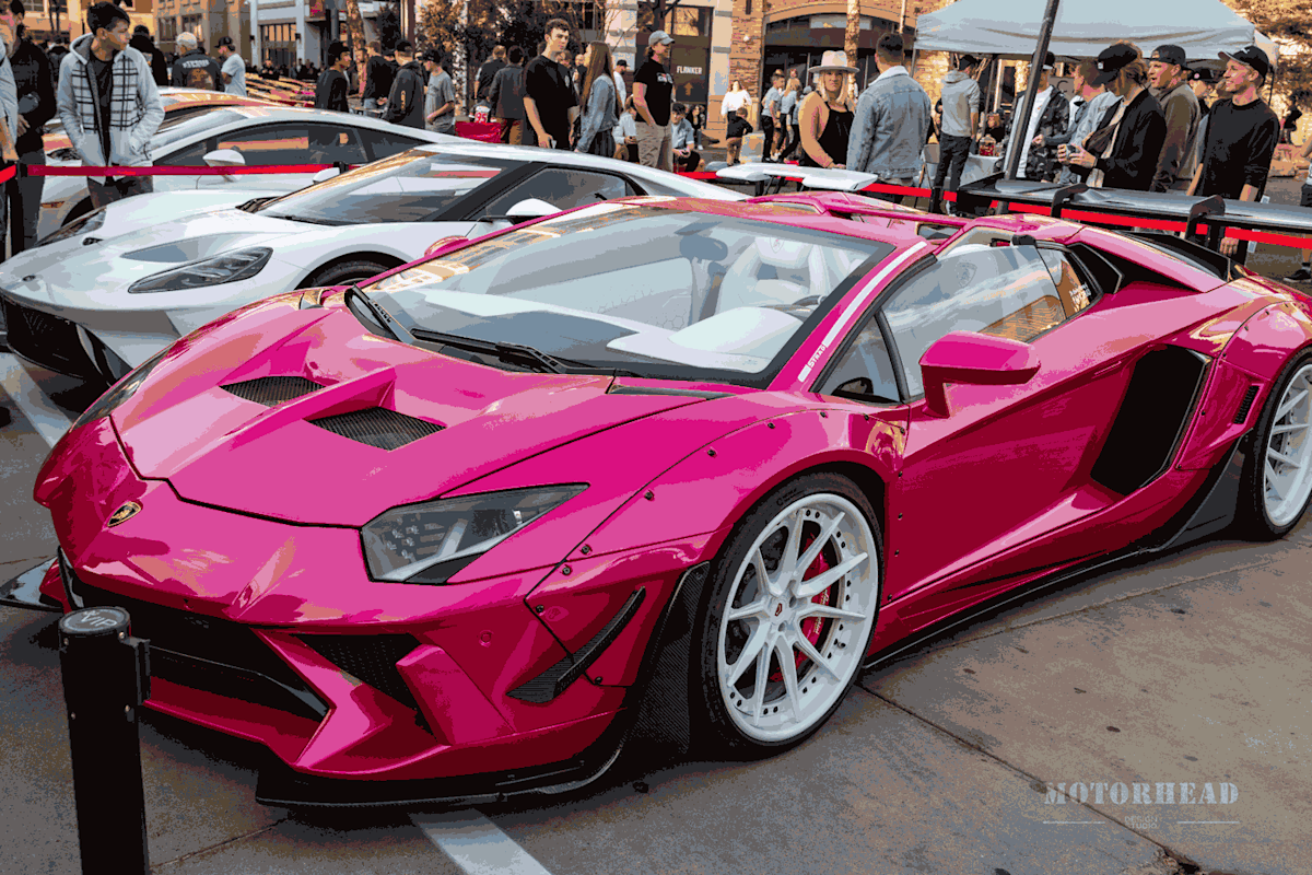 This custom pink Lamborghini Aventador was at the Exotics at the Gateway show in Utah.